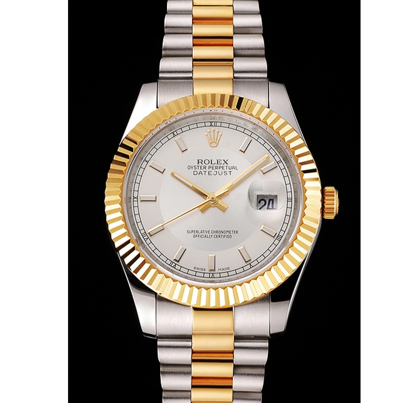 Aaa replica watch Bezel Gold Stainless Dial Swiss Two Rolex Gold Steel Bracelet Tone Datejust Case White 0525